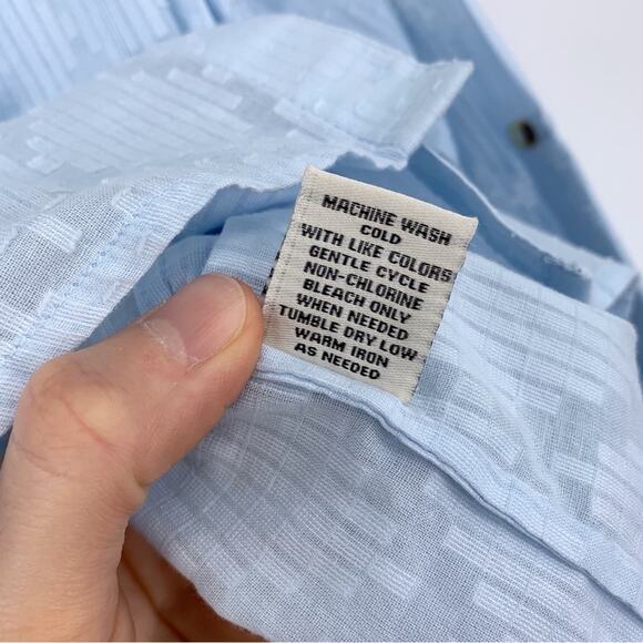 NWT CAFFE MARRAKESH Clipped Jacquard Button Down Shirt Light Blue M - Picture 7 of 11
